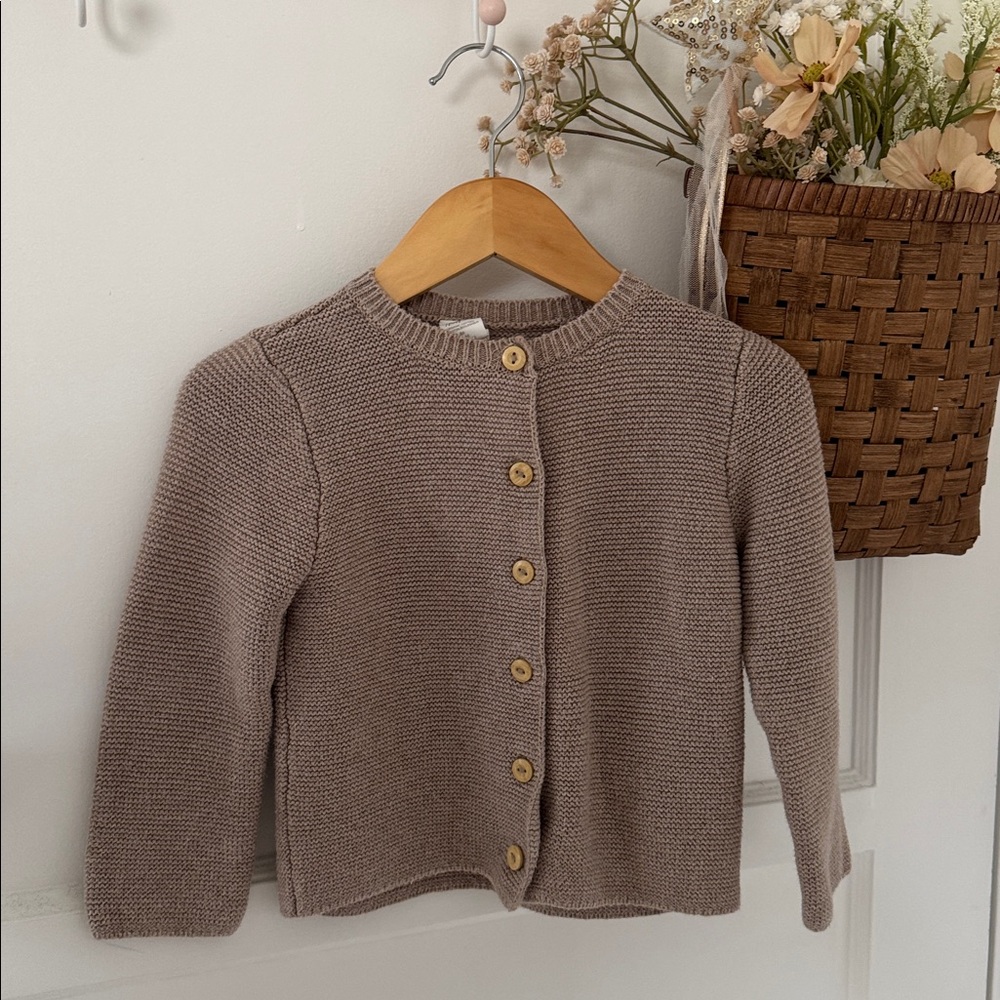 Unisex Taupe Knit Cardigan